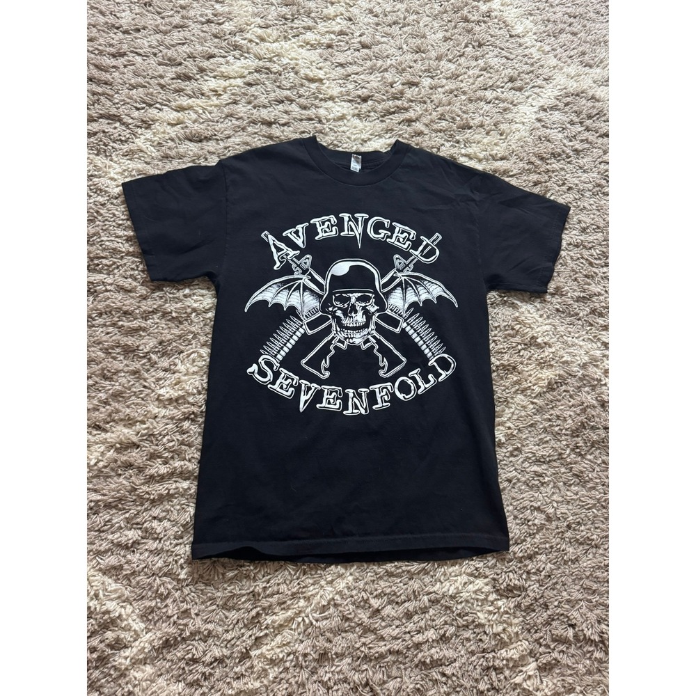 Avenged Sevenfold T-Shirt Mens Medium Black Excellent Deathbat Graphic Band Tee
